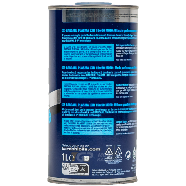Bardahl 15W50 Plasma LXR - 1 Litro de Aceite Premium 