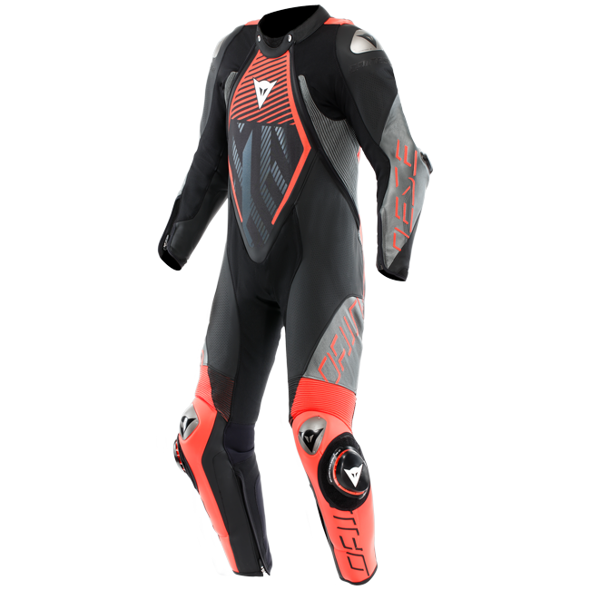 Dainese Audax D-ZIP traje de cuero de una pieza – Mono de carrera perforado | Hombres | Negro/Rojo 