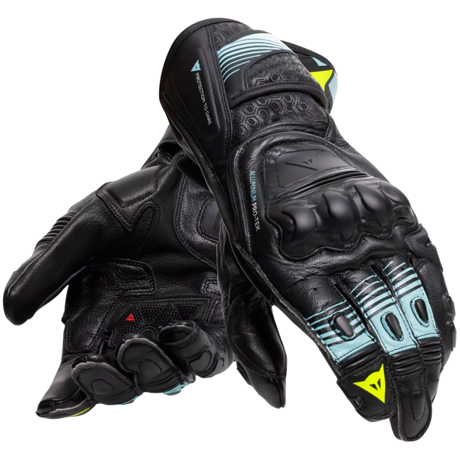 Guantes de cuero para motocicleta Dainese Fiero Racing | Hombre | Negro/Azul claro | 201810002568O00 