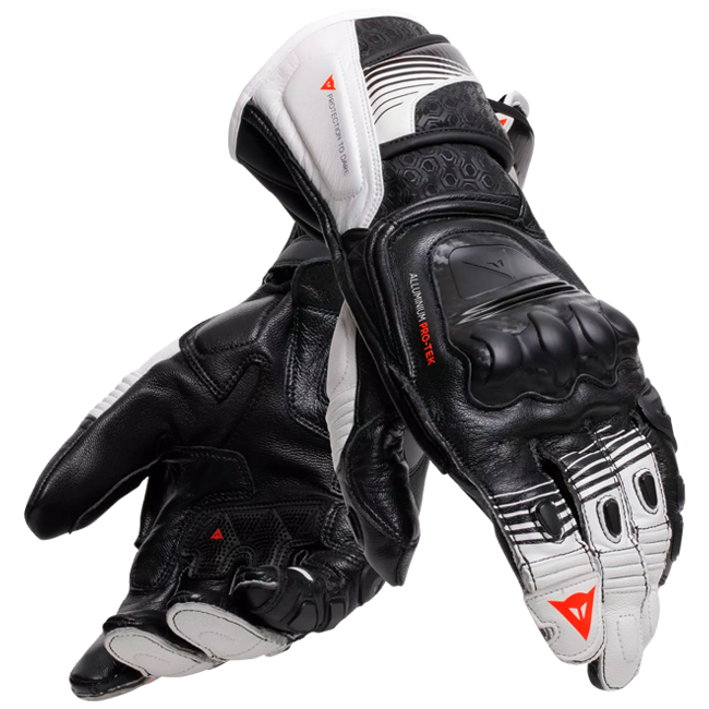 Guantes de cuero para moto Dainese Fiero Racing | Hombre | Negro/Blanco | 2018100025N3200 