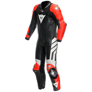 Dainese Mugello 3 D-AIR® Mono de cuero con airbag perforado – Traje de carrera | Hombre | Negro/Rojo 