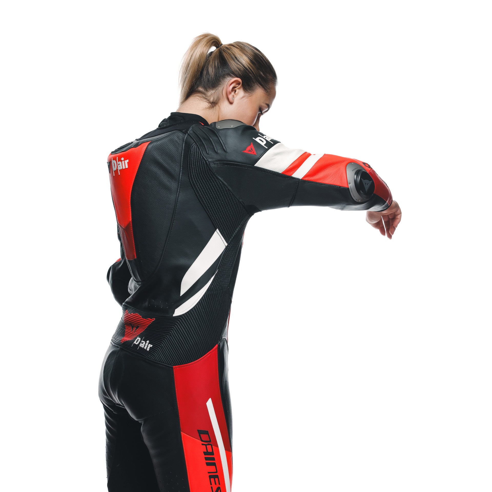 Dainese Misano 3 Lady D-AIR® Mono de cuero – Traje de carrera con airbag perforado | Mujeres | Rojo 