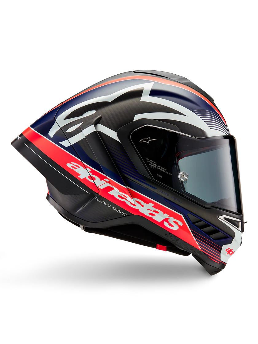 Alpinestars Supertech R10 Team Casco Carbono Carb Rojo Fluo Azul Oscuro Mate 8200224-1383 