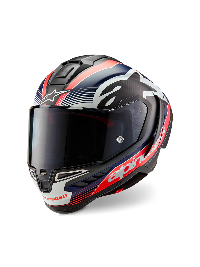 Alpinestars Supertech R10 Team Casco Carbono Carb Rojo Fluo Azul Oscuro Mate 8200224-1383 