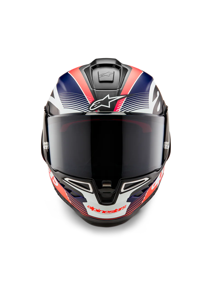 Alpinestars Supertech R10 Team Casco Carbono Carb Rojo Fluo Azul Oscuro Mate 8200224-1383 