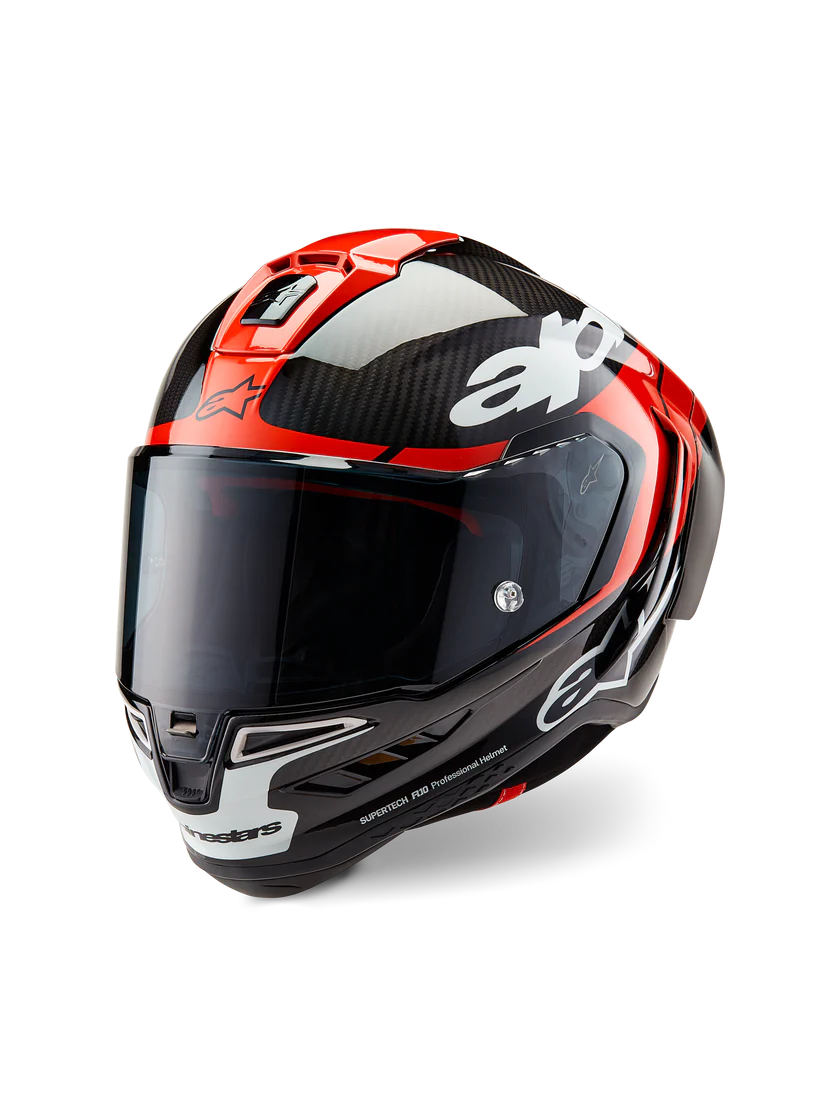 Casco Alpinestars Supertech R10 Element Carbono Carb Rojo Brillante Blanco 8200324-1363 