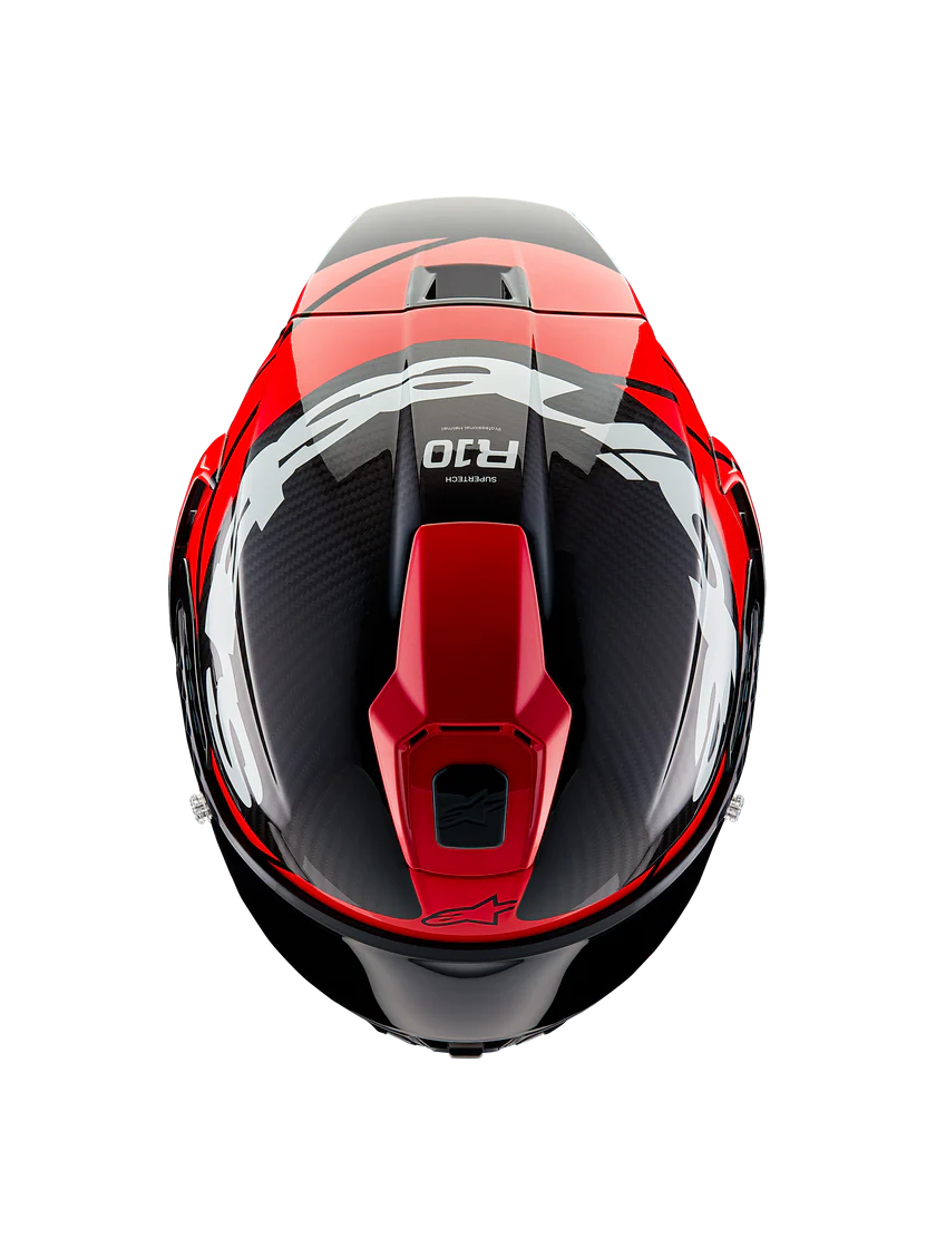 Casco Alpinestars Supertech R10 Element Carbono Carb Rojo Brillante Blanco 8200324-1363 