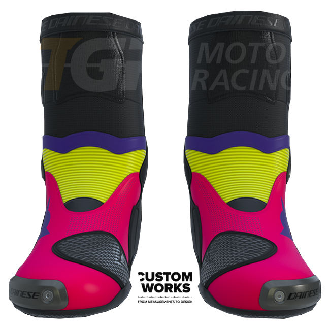 Botas de moto de carreras y calle Dainese Axial 2 Air | Hombre | Fuxia / Violeta / Amarillo fluogelb | Custom Works 