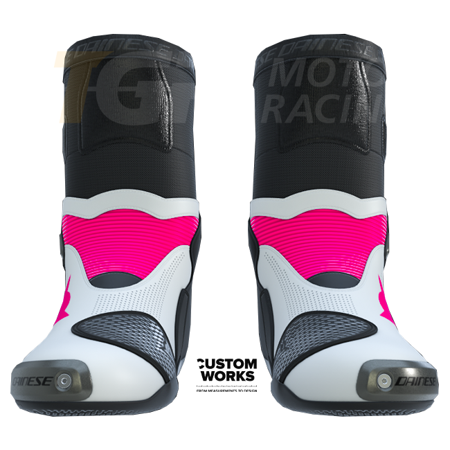 Botas de motocicleta de carreras y carretera Dainese Axial 2 Air | Hombre | Fuxia / Blanco | Custom Works 