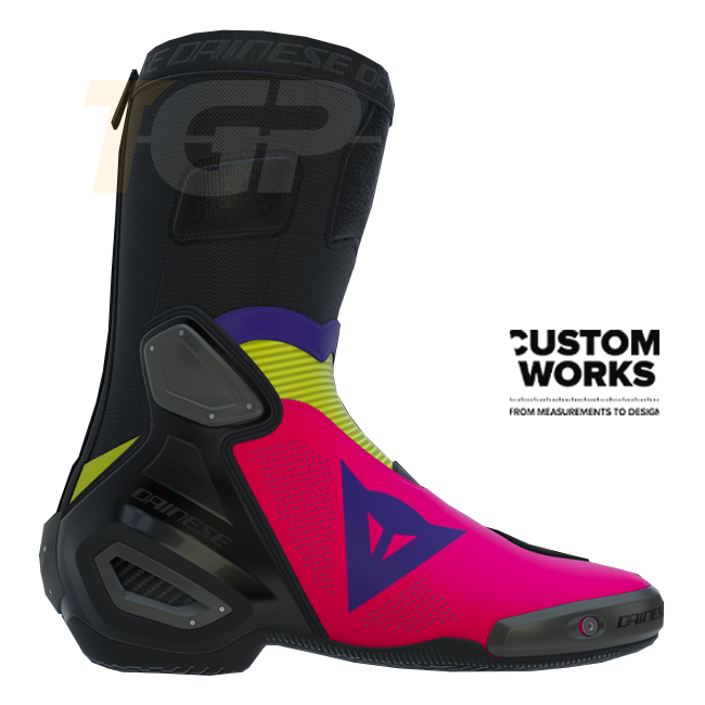 Botas de moto de carreras y calle Dainese Axial 2 Air | Hombre | Fuxia / Violeta / Amarillo fluogelb | Custom Works 