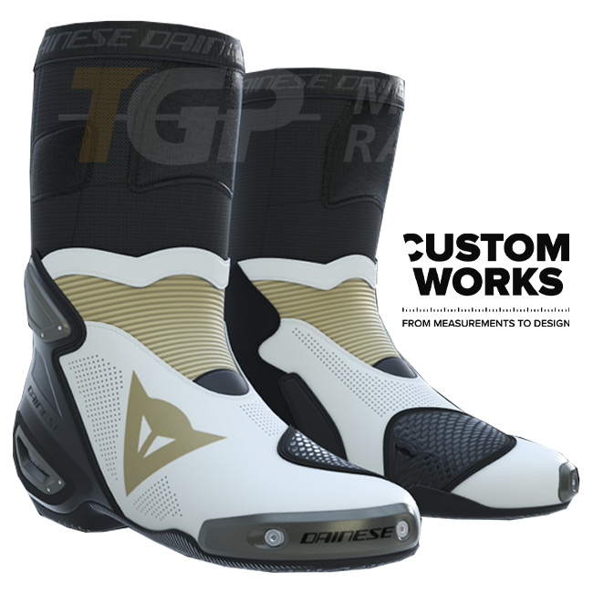 Botas de moto de carreras y carretera Dainese Axial 2 Air | Hombre | Perlweiß / Magnesio | Custom Works 