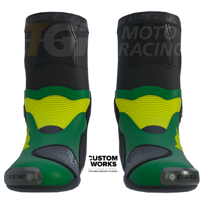 Botas de moto de carreras y carretera Dainese Axial 2 Air | Hombre | Verde bosque / Amarillo | Custom Works 