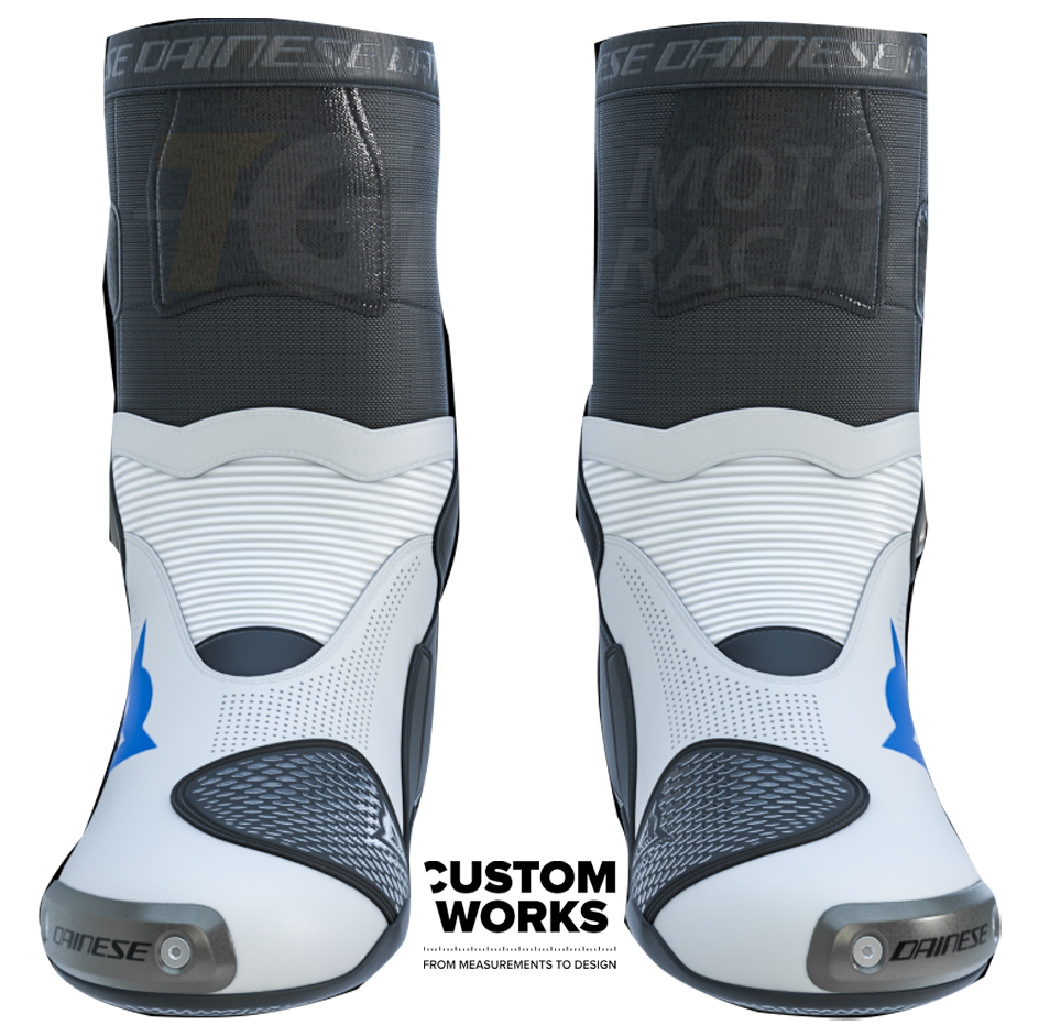 Botas de moto de competición y carretera Dainese Axial 2 Air | Hombre | Blanco / Azul cielo | Custom Works 