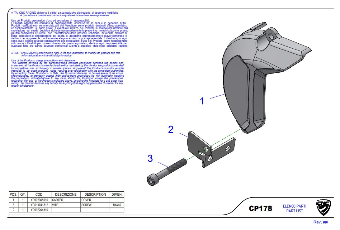 Cubierta de piñón de aluminio CNC Racing Ducati Panigale V4/S (2025) CP178 