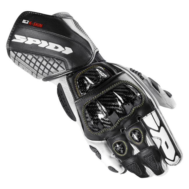 Guantes de cuero para moto Spidi Carbo Kangaroo Racing | Hombre | Negro-Blanco | A216011 