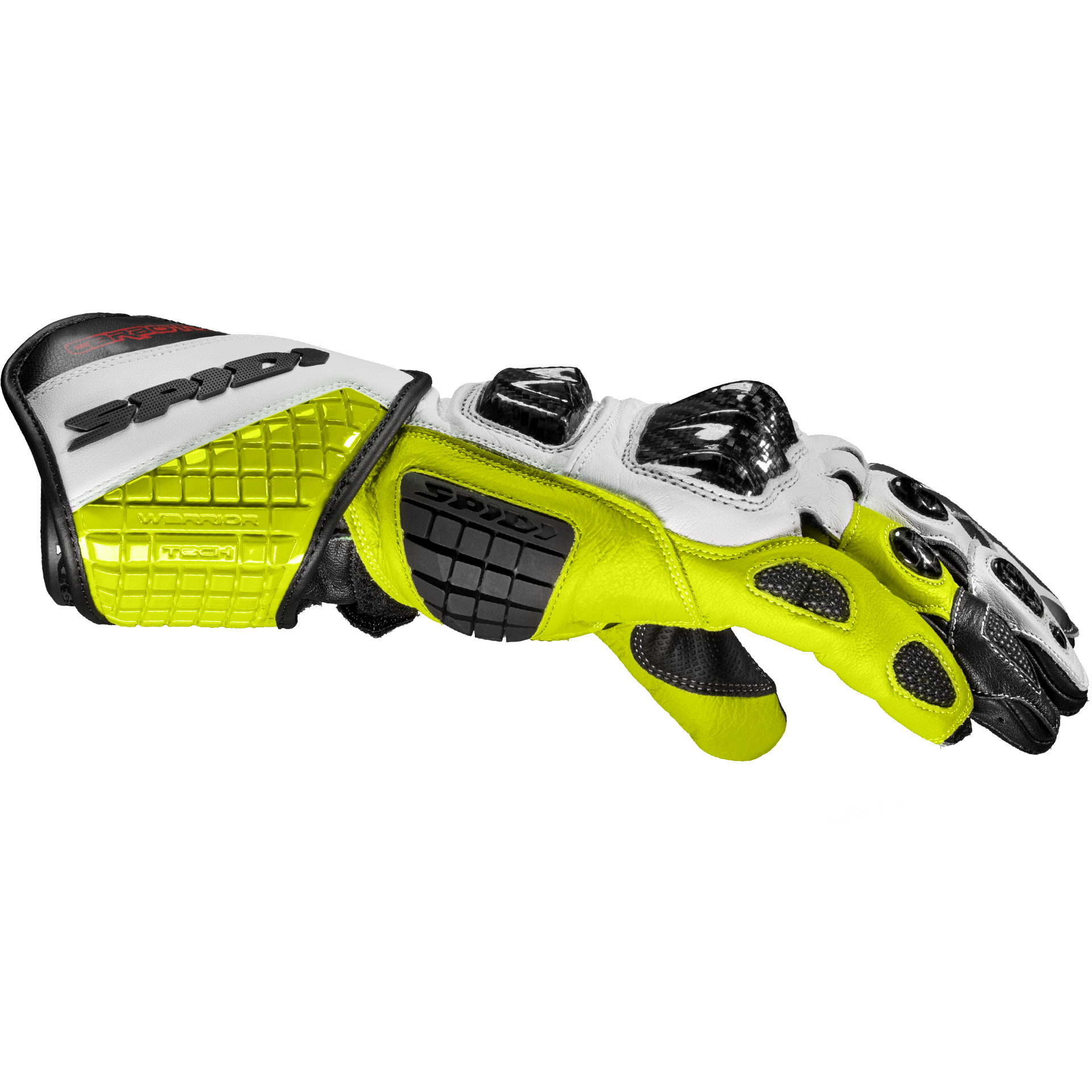 Guantes de moto Spidi Carbo Track Evo Racing de cuero | Hombre | Negro/Amarillo fluorescente | A203394 