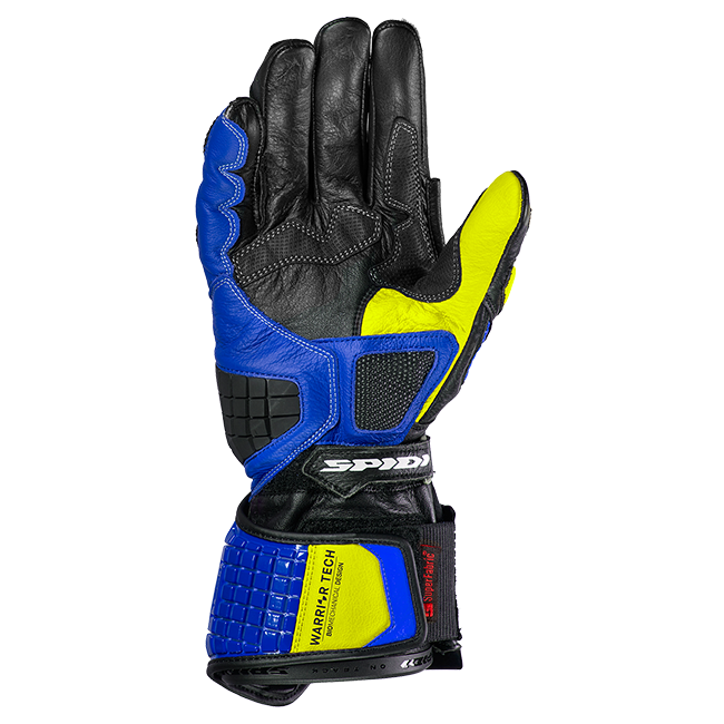 Spidi Carbo Track Evo Guantes de Cuero para Motociclismo | Hombre | Azul/Amarillo | A203477 