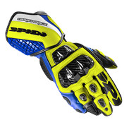 Guantes de cuero para moto Spidi Carbo Track Evo Racing | Hombre | Azul/Amarillo | A203477 