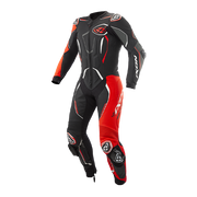 IXON Demonio mono Mono de cuero – Mono de carreras perforado | Hombre | Rojo/Negro/Blanco 