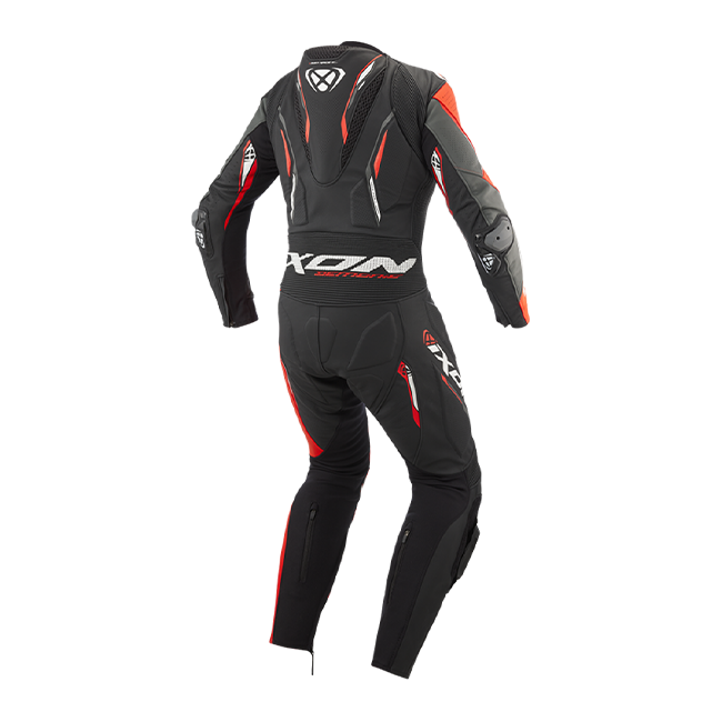 IXON Demonio mono Mono de cuero – Mono de carreras perforado | Hombre | Rojo/Negro/Blanco 