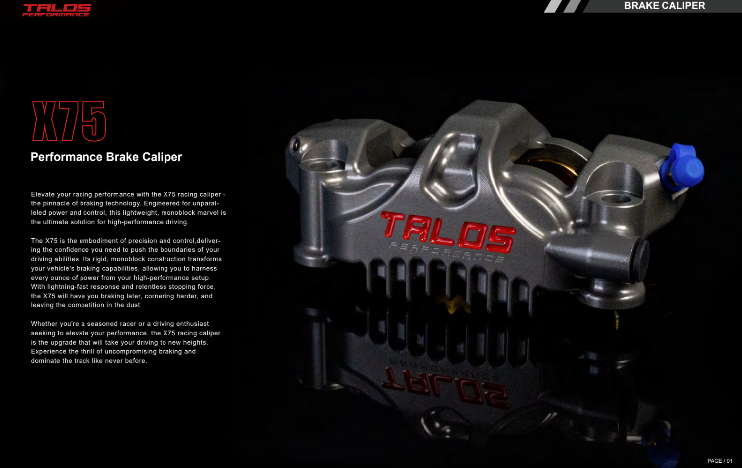 Talos X75 SBK Racing Monoblock P4 32/36 108mm pinza de freno delantera izquierda | X75.108.HD.L 