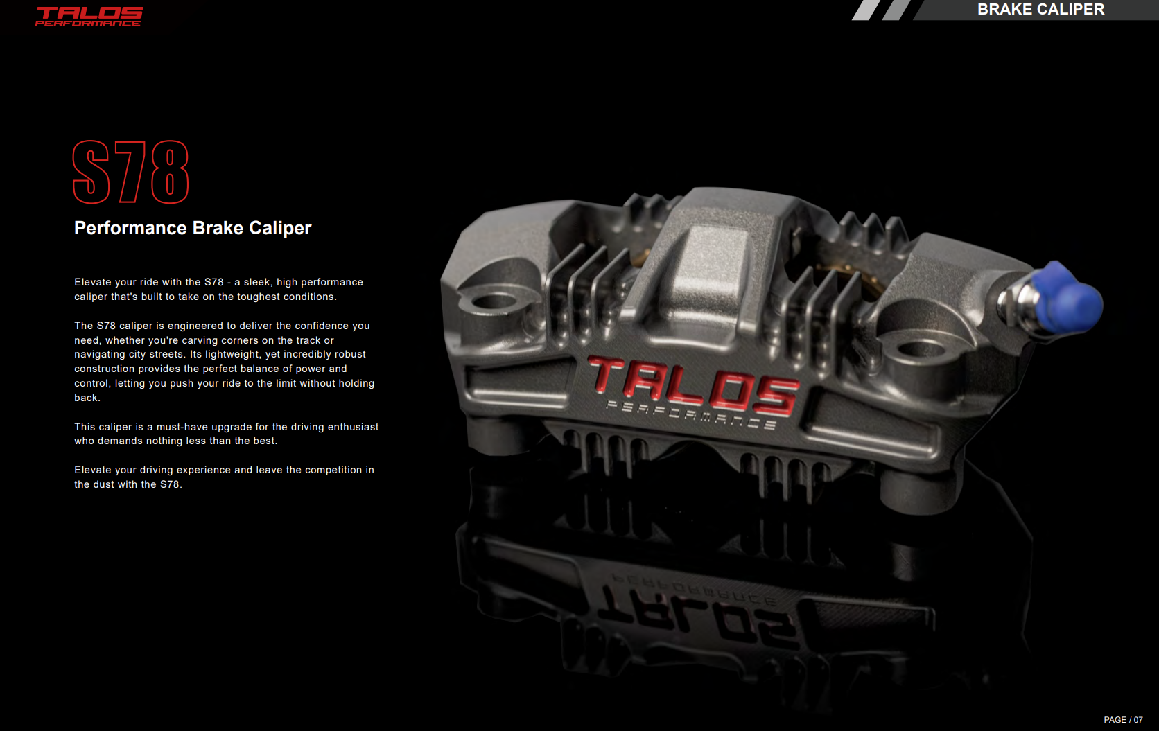 Talos S78 Monoblock P4 34/34 108mm pinza de freno delantera izquierda | X78.108.HD.L 