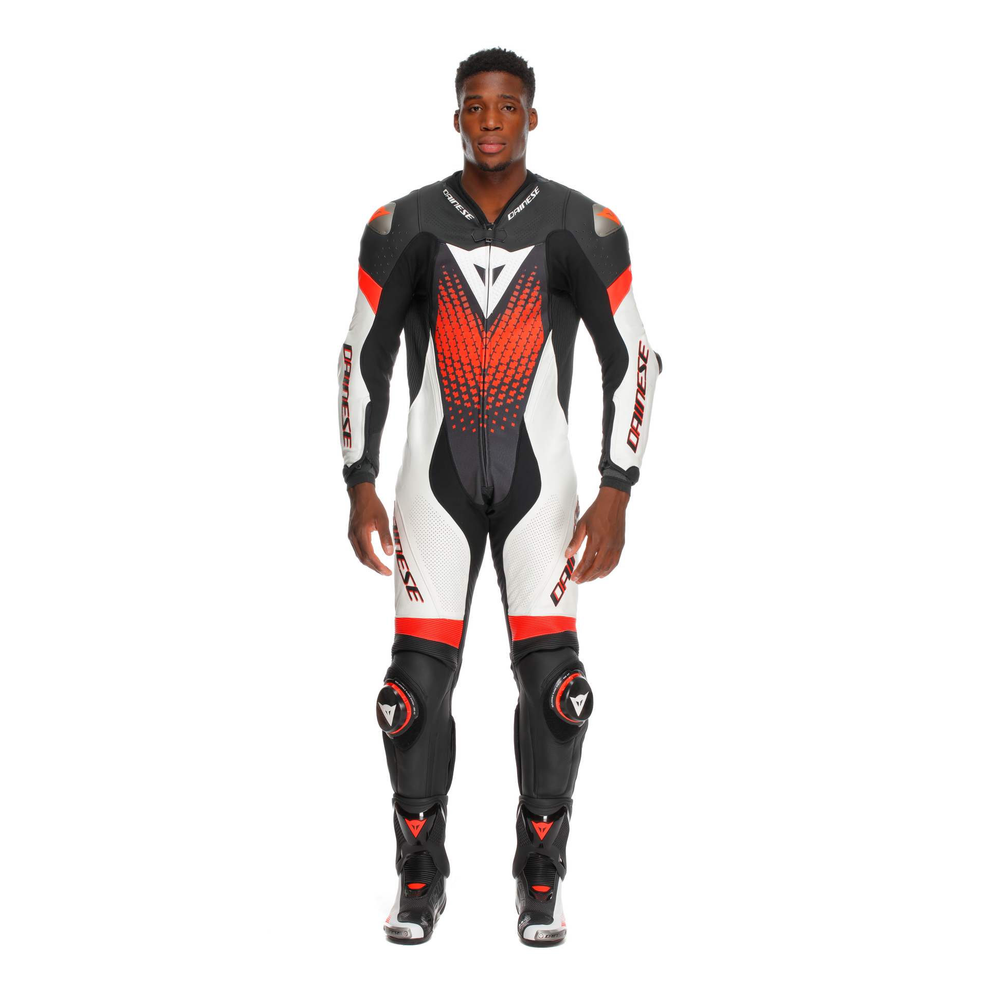 Dainese Laguna Seca 6 Mono de cuero perforado – Traje de carrera | Hombre | Blanco/Rojo 