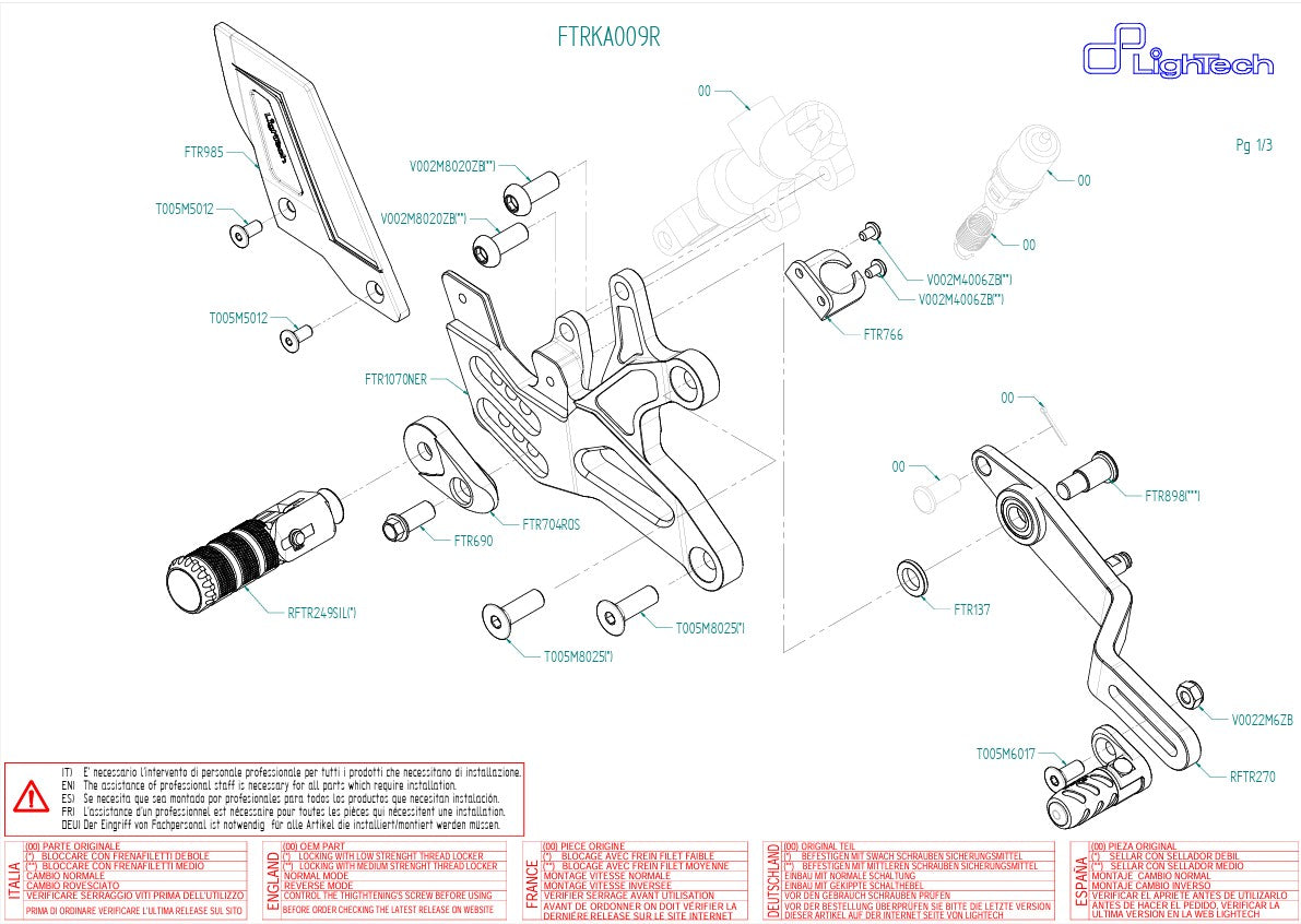 Sistema de frenos R LighTech con cambio inverso Kawasaki ZX-6R/636/RR (05-25) FTRKA009R 