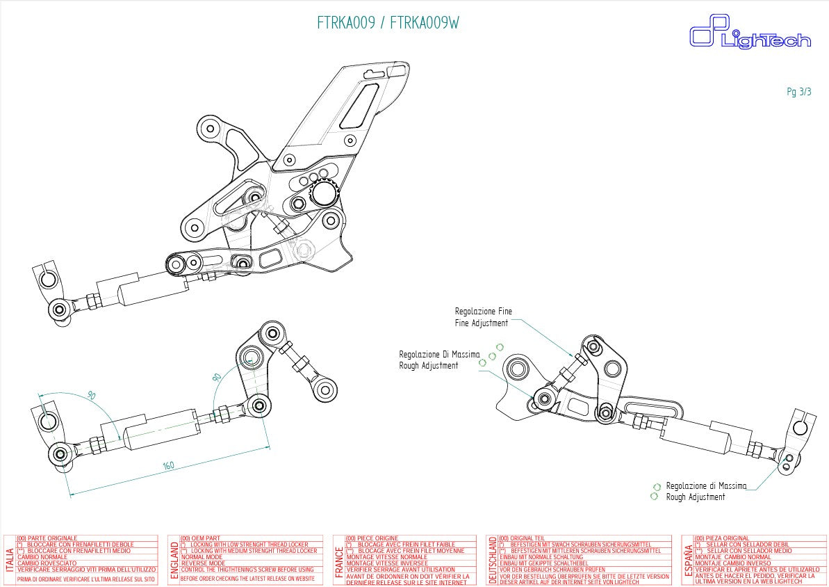 Sistema de frenos LighTech con cambio inverso Kawasaki ZX-6R/636/RR (05-25) FTRKA009/W 