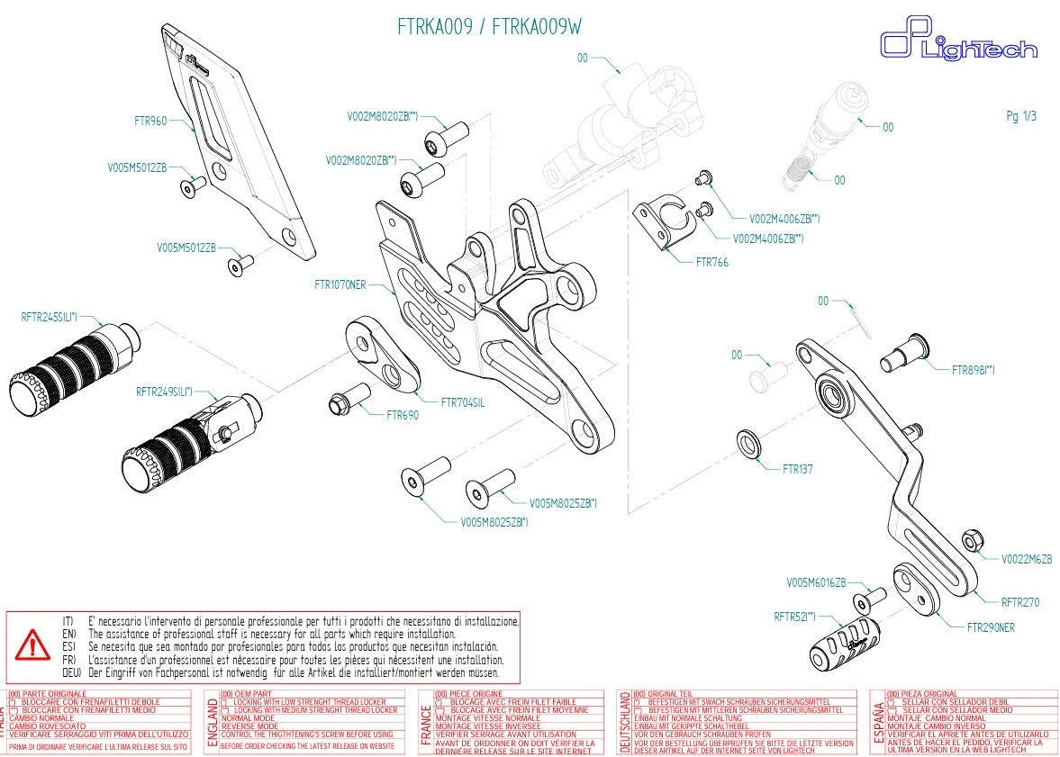 Sistema de frenos LighTech con cambio inverso Kawasaki ZX-6R/636/RR (05-25) FTRKA009/W 