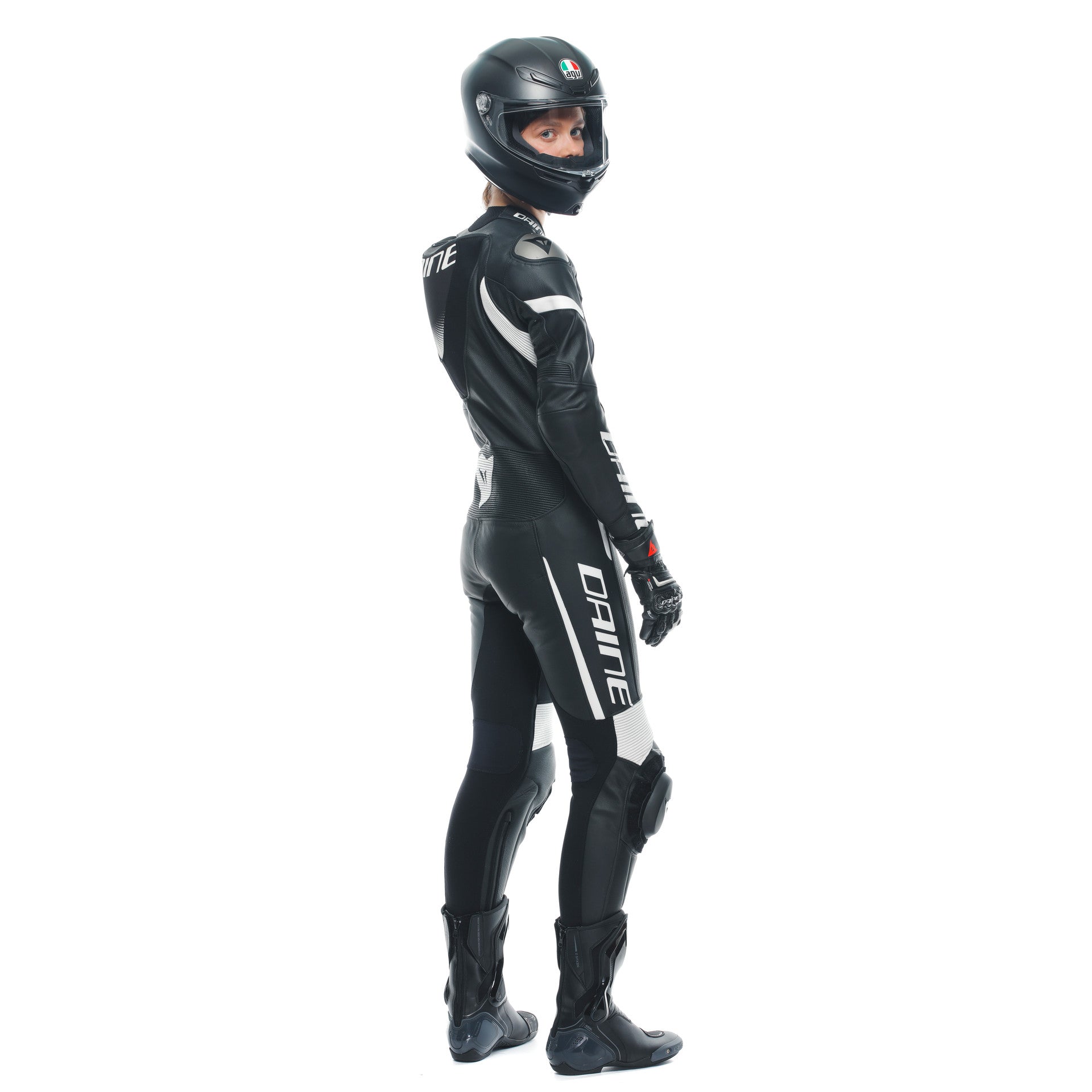 Dainese Grobnik Lady Mono de cuero – Traje de carreras perforado | Mujeres | Negro/Blanco 