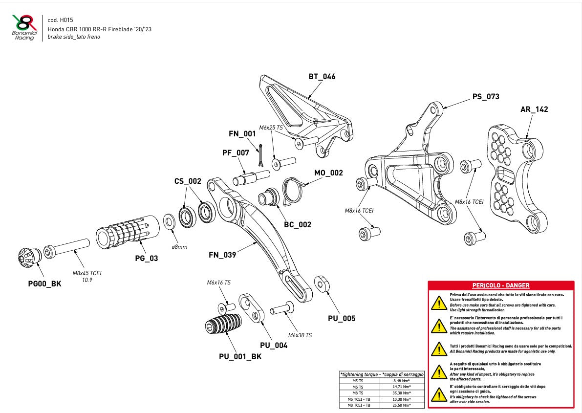 Sistema de frenos Race Bonamici Racing Honda CBR 1000 RR-R SC82 (20-25) H015 