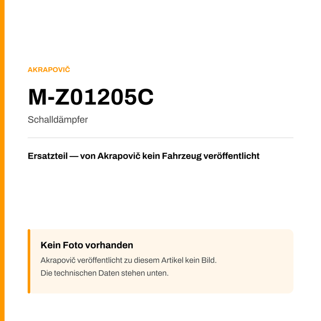 Akrapovic Schalldämpfer M-Z01205C — Platzhalter, kein Herstellerfoto verfügbar