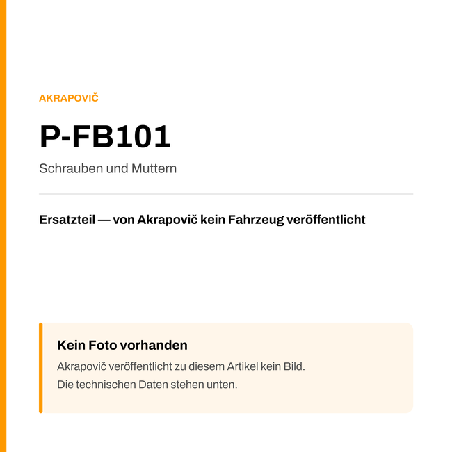 Akrapovic Schrauben und Muttern P-FB101 — Platzhalter, kein Herstellerfoto verfügbar