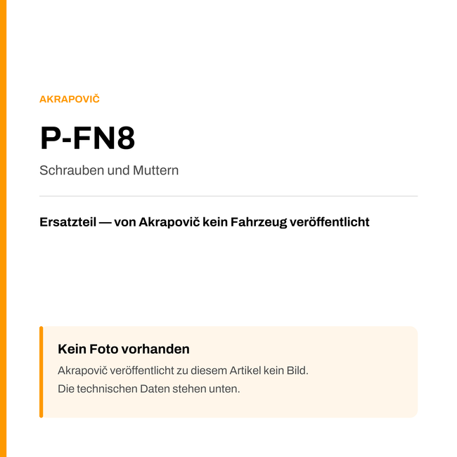 Akrapovic Schrauben und Muttern P-FN8 — Platzhalter, kein Herstellerfoto verfügbar