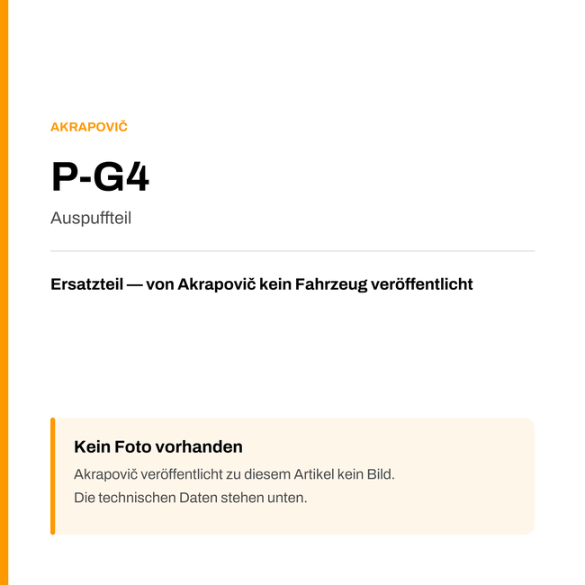 Akrapovic Auspuffteil P-G4 — Platzhalter, kein Herstellerfoto verfügbar
