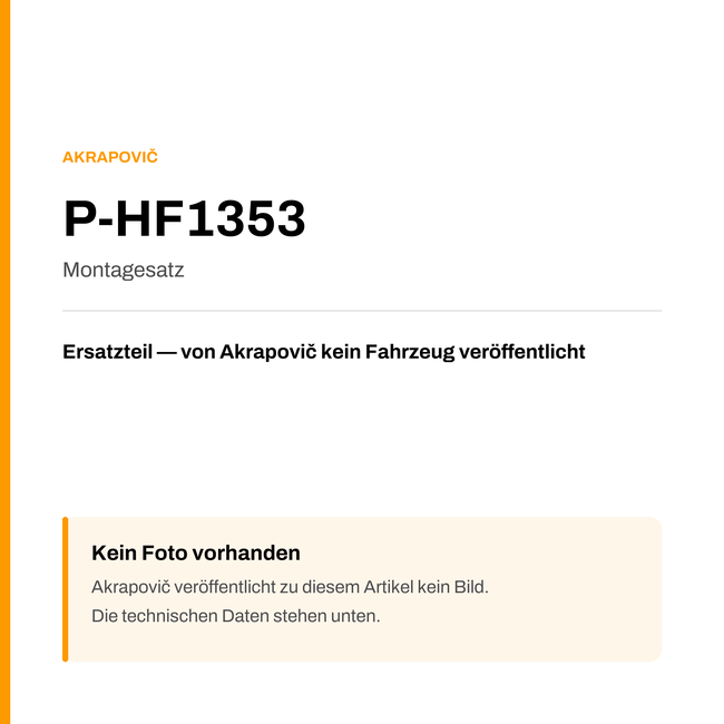 Akrapovic Montagesatz P-HF1353 — Platzhalter, kein Herstellerfoto verfügbar
