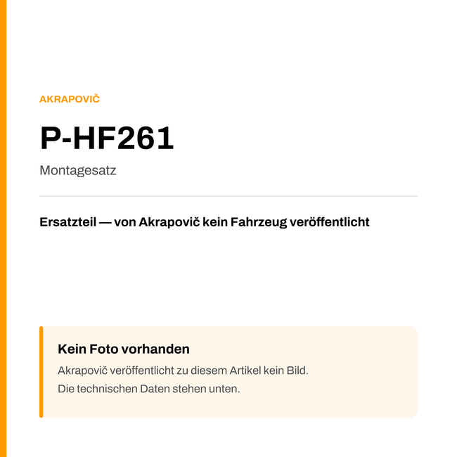 Akrapovic Montagesatz P-HF261 — Platzhalter, kein Herstellerfoto verfügbar