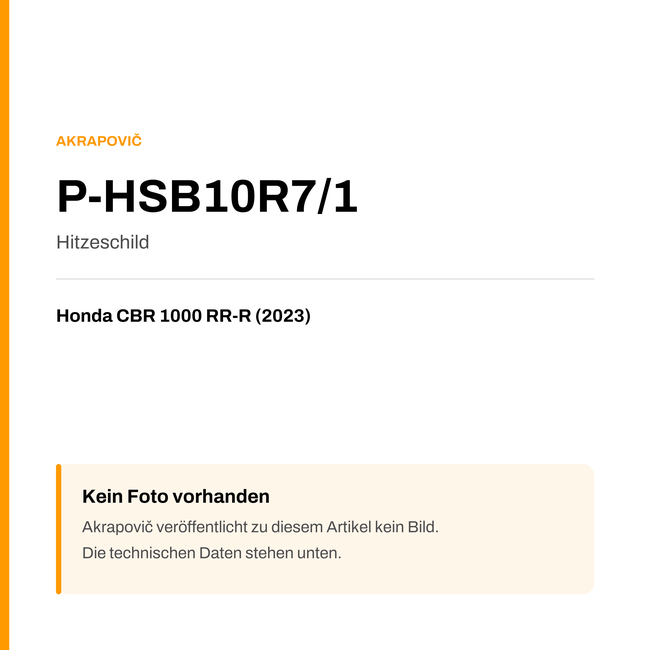 Akrapovic Hitzeschild Honda CBR 1000 RR-R (23-23) P-HSB10R7/1 — Platzhalter, kein Herstellerfoto verfügbar