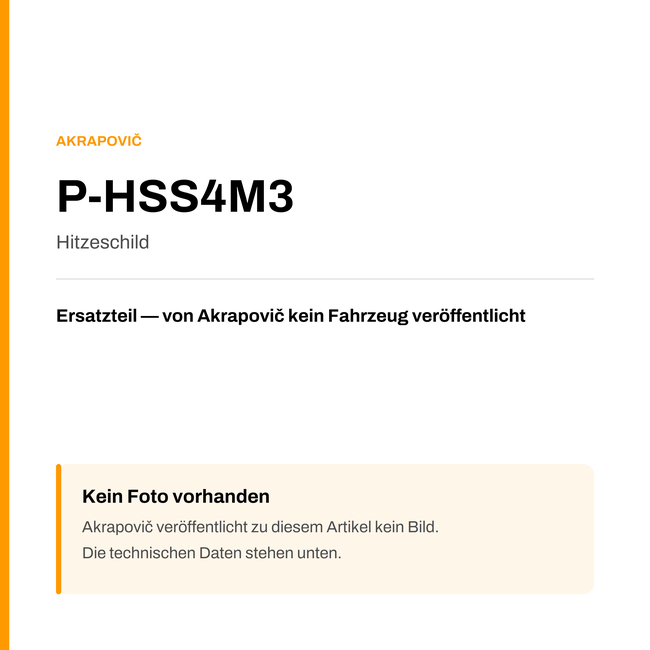 Akrapovic Hitzeschild P-HSS4M3 — Platzhalter, kein Herstellerfoto verfügbar