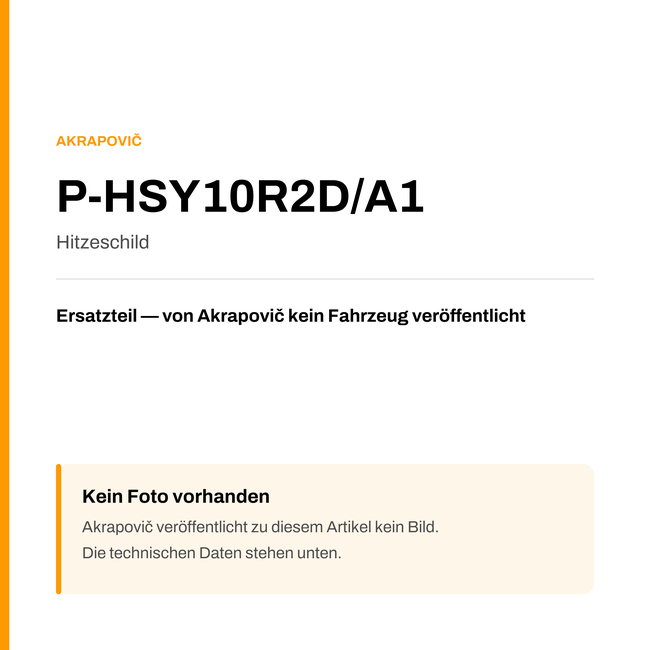 Akrapovic Hitzeschild P-HSY10R2D/A1 — Platzhalter, kein Herstellerfoto verfügbar