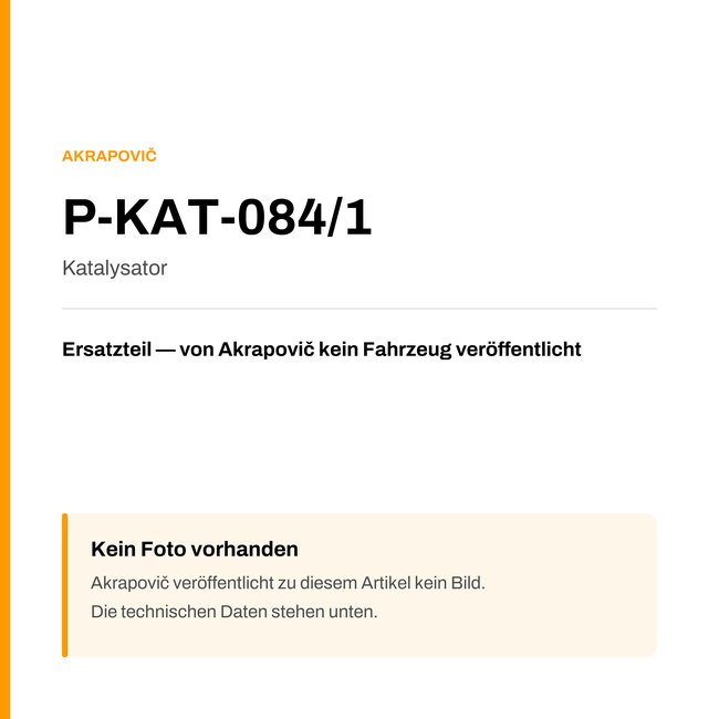 Akrapovic Katalysator P-KAT-084/1 — Platzhalter, kein Herstellerfoto verfügbar