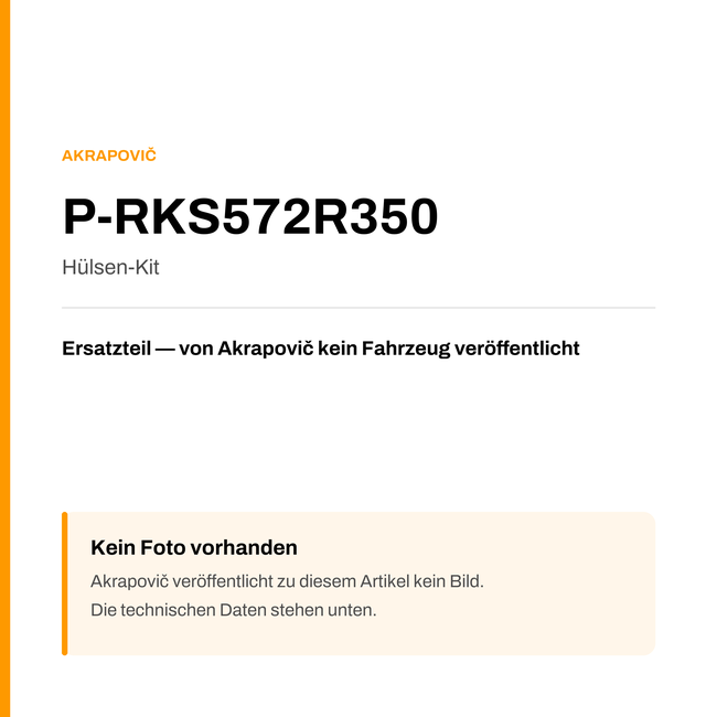 Akrapovic Hülsen-Kit P-RKS572R350 — Platzhalter, kein Herstellerfoto verfügbar
