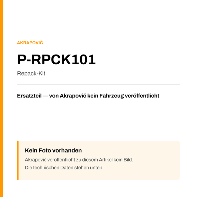 Akrapovic Repack-Kit P-RPCK101 — Platzhalter, kein Herstellerfoto verfügbar