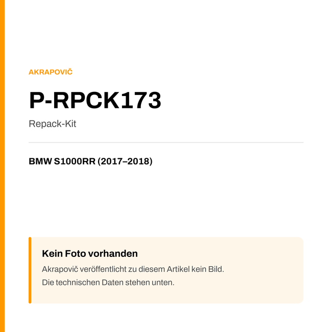 Akrapovic Repack-Kit BMW S1000RR (17-18) P-RPCK173 — Platzhalter, kein Herstellerfoto verfügbar