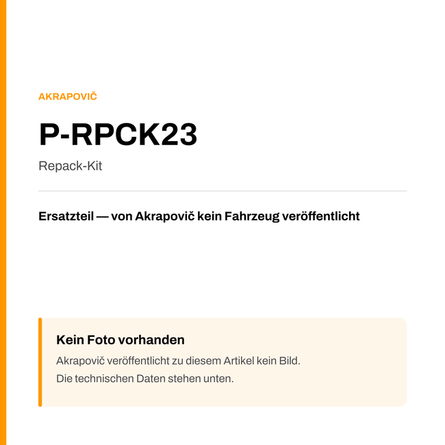 Akrapovic Repack-Kit P-RPCK23 — Platzhalter, kein Herstellerfoto verfügbar