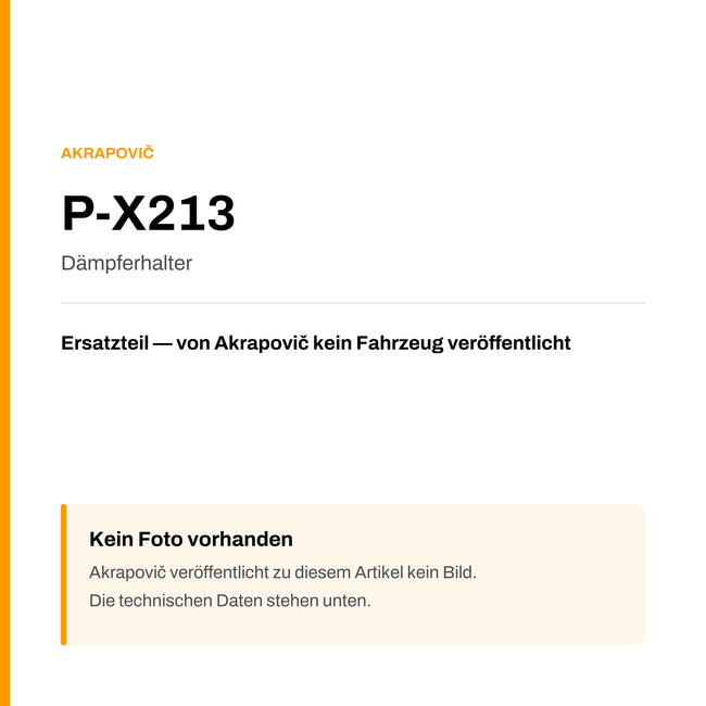 Akrapovic Dämpferhalter P-X213 — Platzhalter, kein Herstellerfoto verfügbar