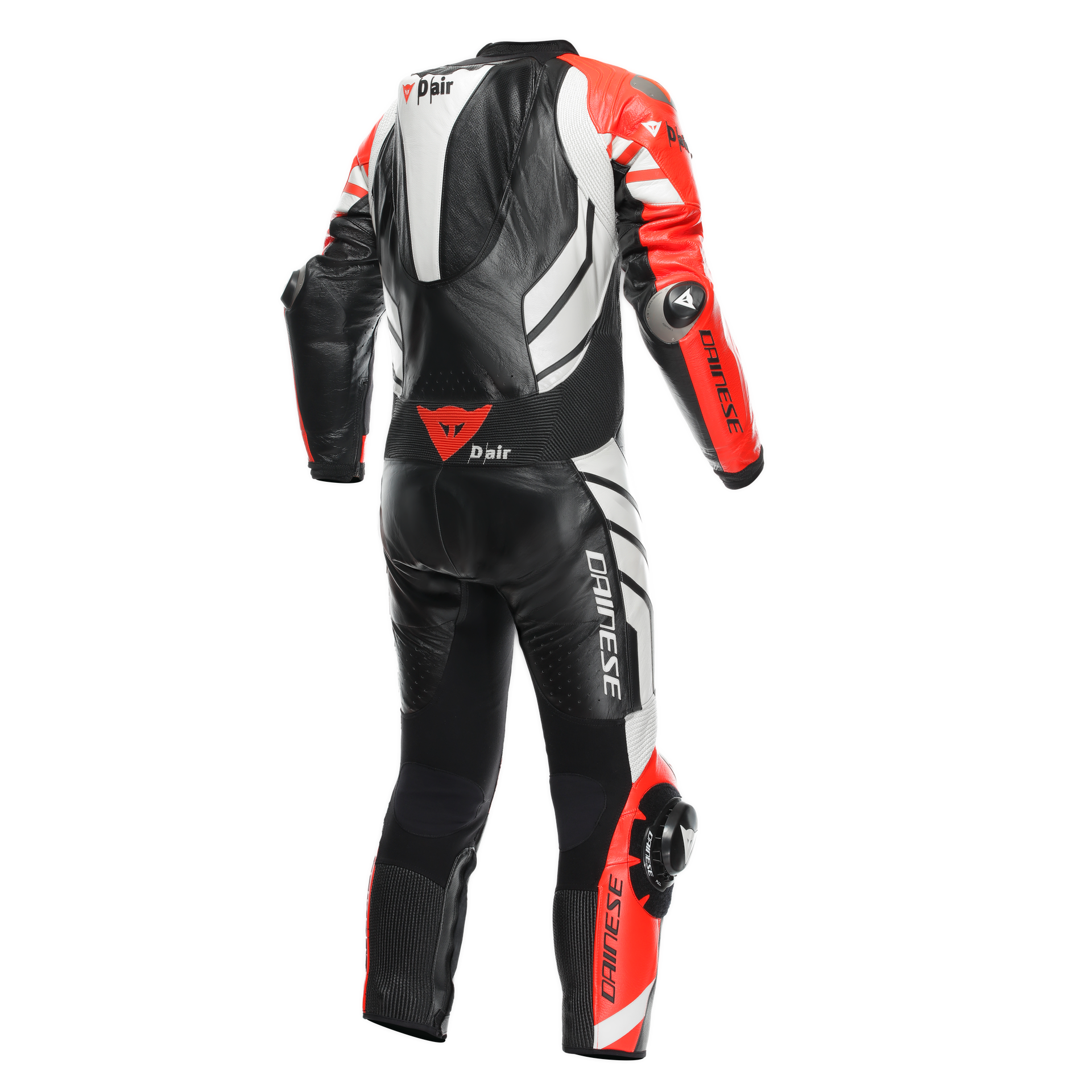 Dainese Mugello 3 D-AIR® Mono de cuero con airbag perforado – Traje de carrera | Hombre | Negro/Rojo 