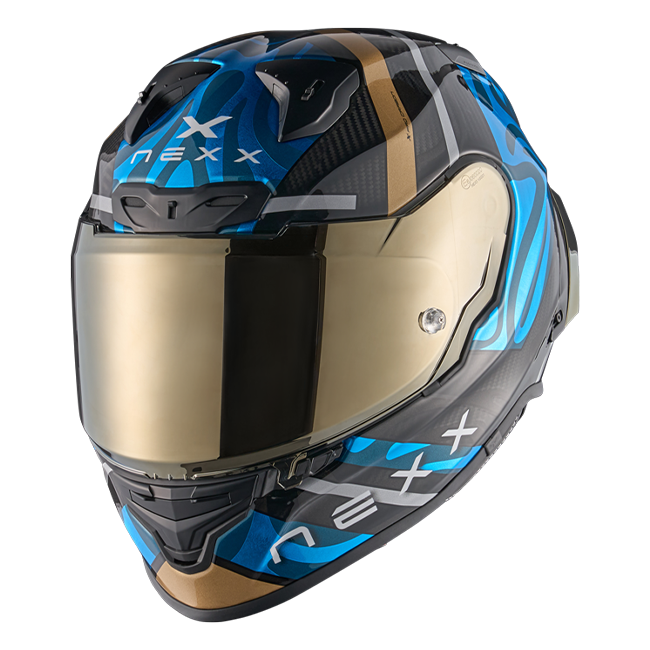 Nexx X.R3R Casco Swirl Carbon Cielo Azul Oro 01XR323489780 