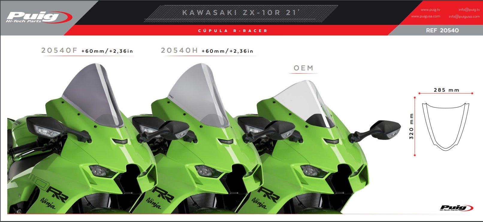 Puig R-Racer Parabrisas Kawasaki ZX-10R/RR (21-25) 20540 